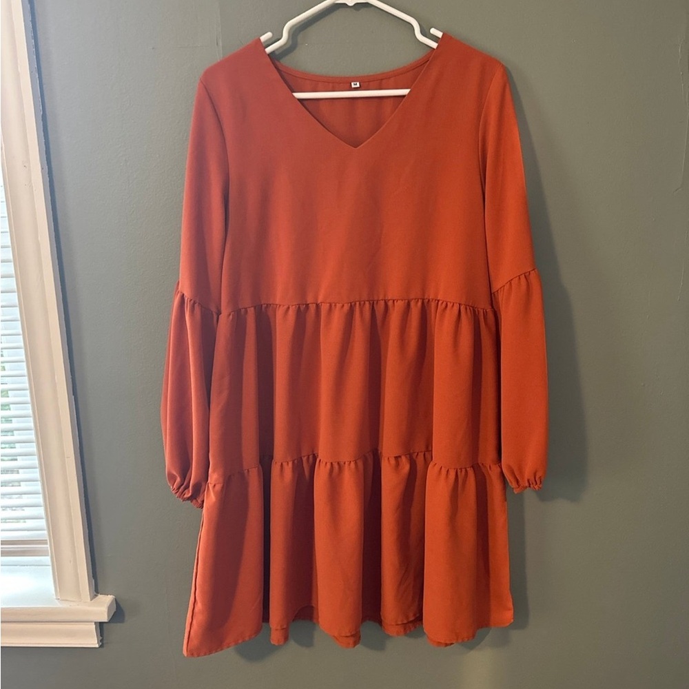 Rust Orange Tiered Dress